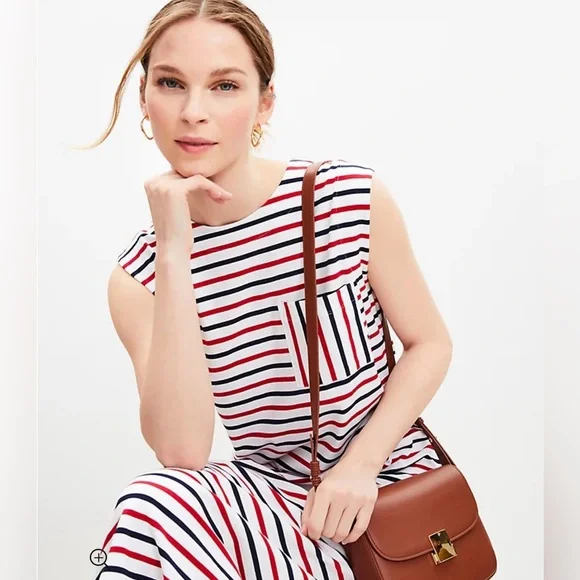 LOFT | Dresses | Nwt Striped Pocket Muscle Tee Midi Dress | Poshmark